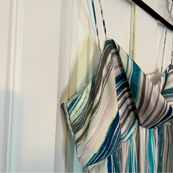 Ann Taylor Loft Striped Satin Flowy Dress Size 6 - Picture 5 of 9